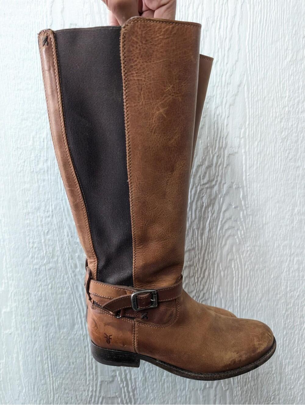 Frye Cognac Melissa Leather Riding Boots Style 77291 Western Boho Women's Size 7